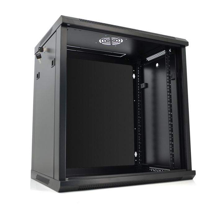 
					Шафа  Merlion 12U, 600*450*634 (Ш*Г*В)мм  загартоване скло, чорна, сталь 1,2мм  з замком
