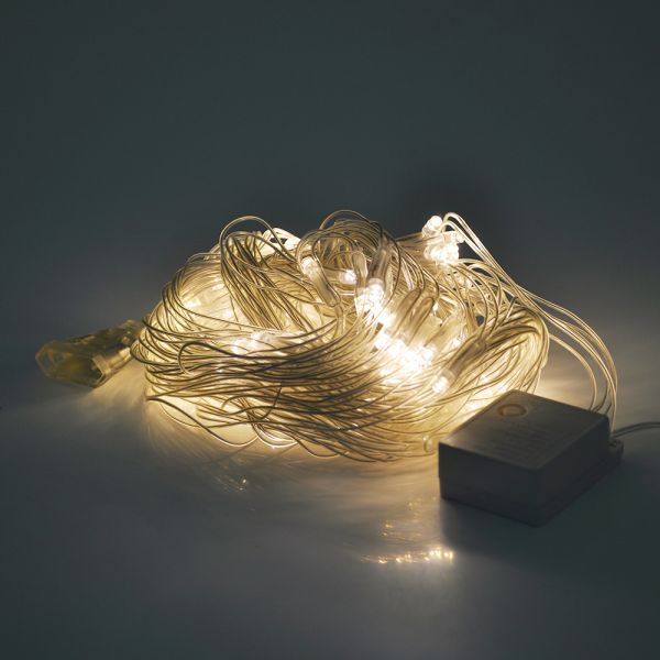 
					Гірлянди 100LED (Сітка) White Hot, 1,5 * 1,5 метри, прозора ізоляція, BOX