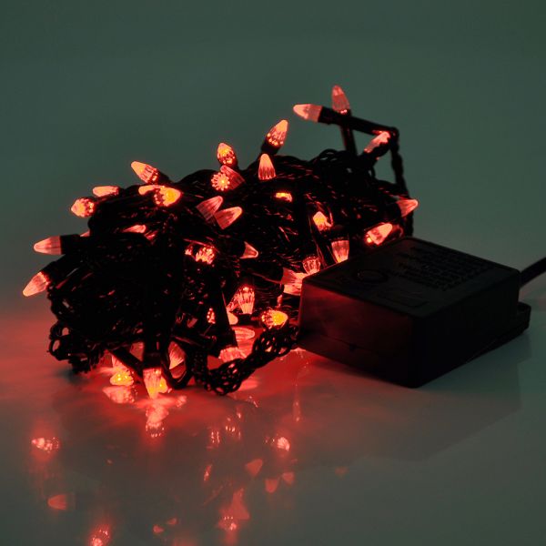 
					Гірлянди 100LED (Свічка) Red, 8 режимів, 5 метрів, чорна ізоляція, BOX