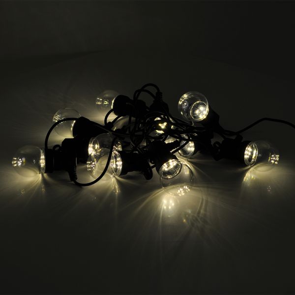 
					Гірлянда Кулька White Hot, 10шт, 5 метрів, чорна ізоляція, BOX