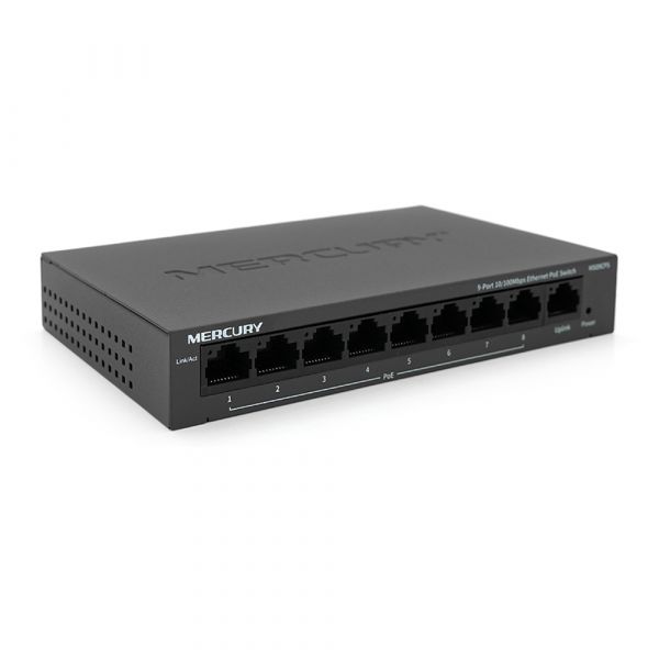 
					Комутатор POE Mercury MS09CPS з 8 портами POE + 1 порт UP-Link 100Мбіт, БП в комплекті, Q18