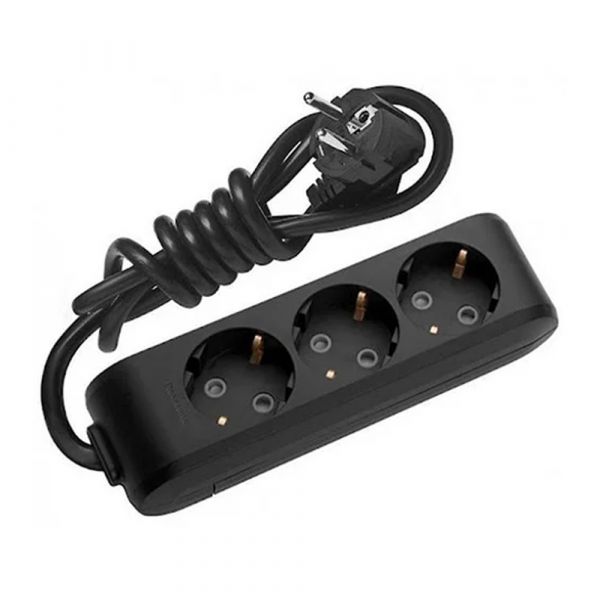 
					Подовжувач Panasonic X-tendia із заземленням 3 гнізда, 5 м, з захистними шторками, чорний