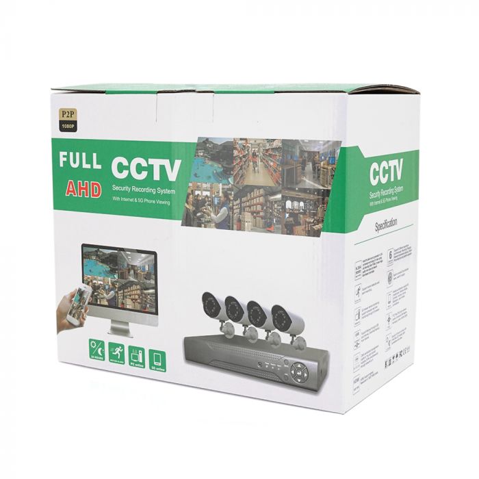 
					Комплект відеоспостереження Outdoor 007-4-2MP Pipo (4 вуличні камери, кабелі, блок живлення, відеореєстратор APP-Xmeye)