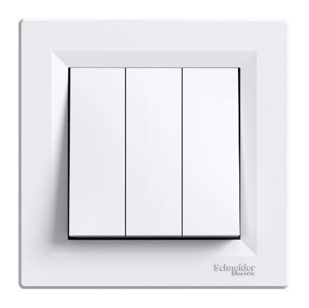 
					Вимикач триклавішний Schneider Asfora, Білий