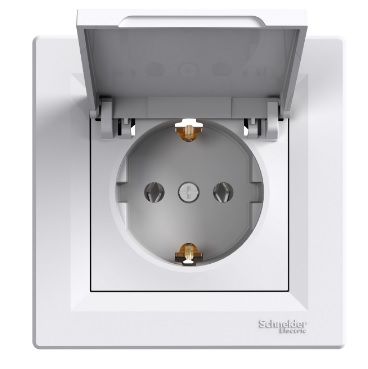 
					Розетка із кришкою Schneider Asfora, Білий