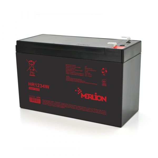 
					Аккумуляторна батарея MERLION HR1234W, 12V 9,5Ah  ( 151 х 65 х 94 (100) ) Black