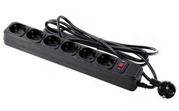 Мережевий фільтр 3.0м Geмbird SPG6-G-10B 6розеток, чорний