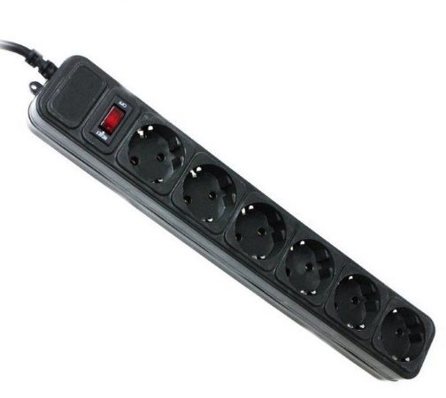 Мережевий фільтр 1.8м Geмbird SPG6-G-6B 6розеток, чорний