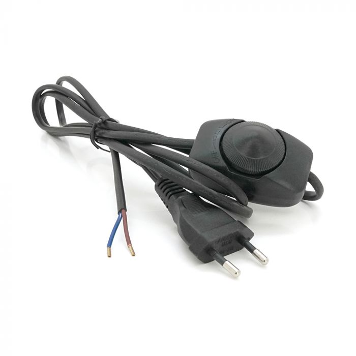 
					Кабель живлення Schuko з перемикачем, довжина 1.8м, перетин 0.5-0.75mm, із заземленням, під паяння, Black, OEM