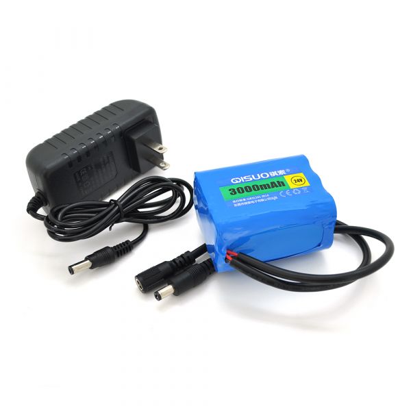 
					Акумуляторна батарея літієва QiSuo 24V 3A з елементами Li-ion 18650 + зарядний пристрій 25.2V1A, DC5.5x2.1, (56x38x70mm)