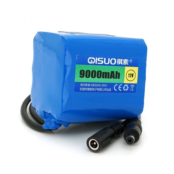 
					Акумуляторна батарея літієва QiSuo 12V 9A з елементами Li-ion 18650, DC5.5x2.1, (61x57x68mm)