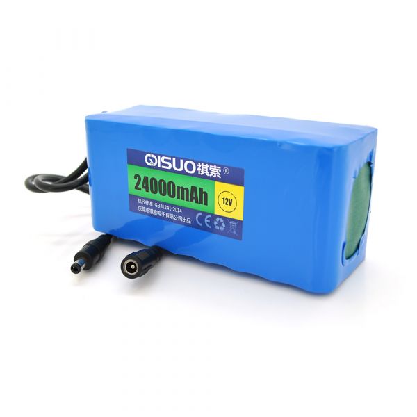
					Акумуляторна батарея літієва QiSuo 12V 24A з елементами Li-ion 18650, DC5.5x2.1, (153x57x68mm)