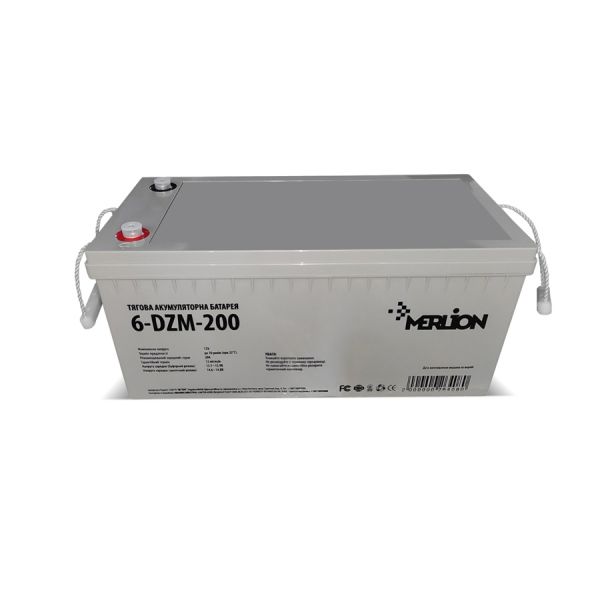 
					Тяговая аккумуляторная батарея  AGM MERLION 6-DZM-200, 12V 200Ah М8, Q1