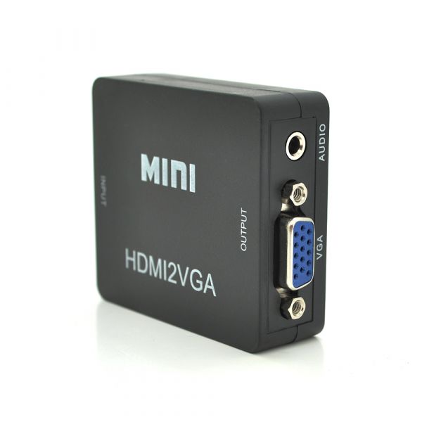 
					Конвертер Mini, HDMI to VGA, ВХОД HDMI(мама) на ВЫХОД VGA(мама), 720P/1080P, Black, BOX