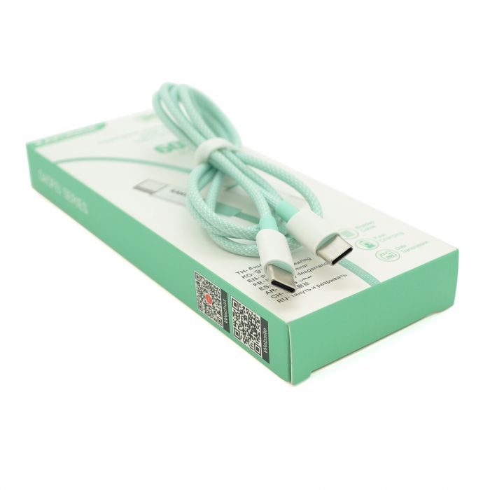 
					Кабель iKAKU KSC-723 GAOFEI PD60W smart fast charging cable (Type-C to Type-C), Green, довжина 1м, BOX