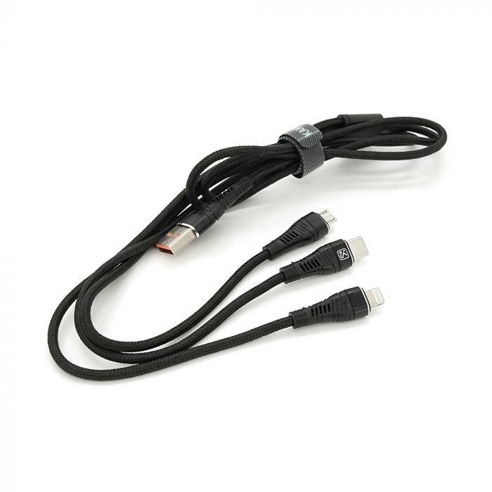 
					Кабель KSC-296 TUOYUAN charging data cable 3 in 1 Micro / Iphone / Type-C, довжина 1м, Black, BOX