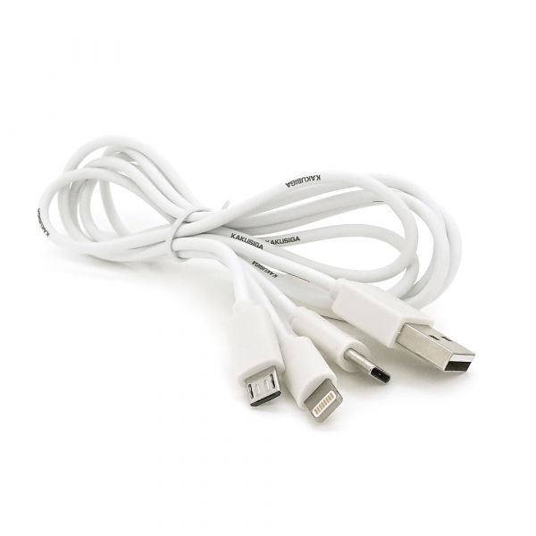 
					Кабель KSC-078 BAITONG charging data cable3 in 1 Micro / Iphone / Type-C, довжина 1м, White, BOX