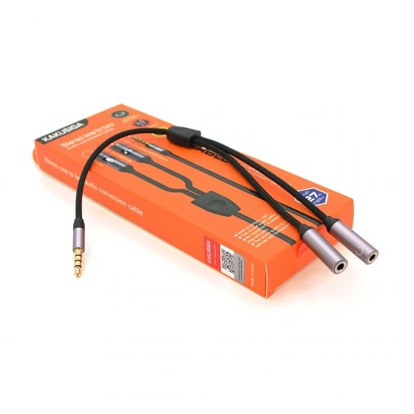 
					Розгалужувач аудіо iKAKU KSC-570 HUIYIN для навушників і мікрофону, Jack 3.5 (тато) 4 pin => 2 * Jack 3.5 (мама) 3 pin, круглий, Box