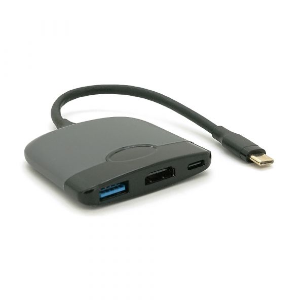 
					Хаб Type-C(тато) пластиковий, HDMI(мама)+USB3.0(мама)+PD(мама), 23cm, Black