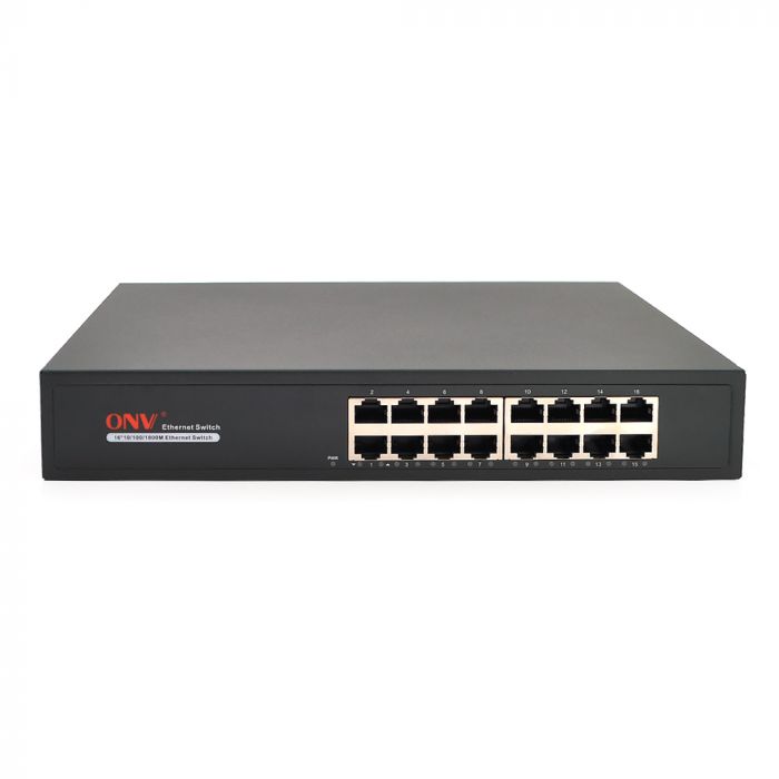 
					Комутатор Gigabit Ethernet ONV-H3016 у металевому корпусі, 16*1000Мб портів, 270х181х44 мм
