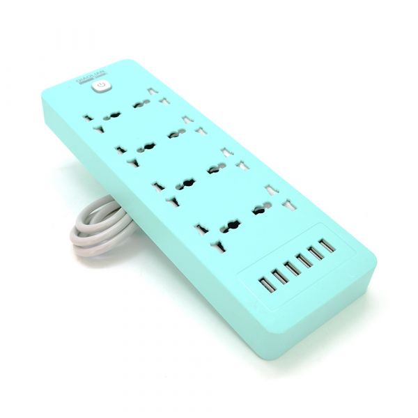 
					Мережевий фільтр QiaoLian YT-30, 8 Розеток + 6 USB, 2 м, перетин 3х0, 75мм, Blue, Blister