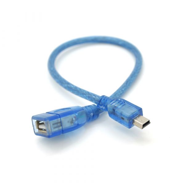 
					Кабель USB 2.0 AF/Mini-B OTG, 0.3m, прозорий синій