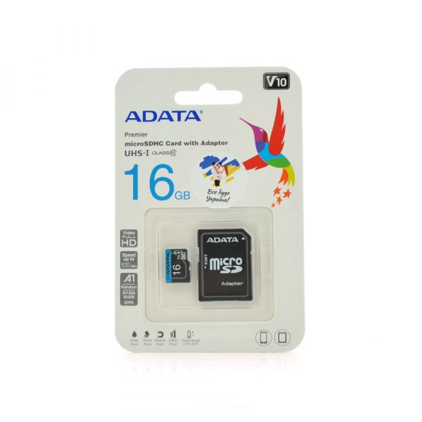 
					Карта пам'яті A-DATA microSDHC Class 10 UHS-I, 16GB