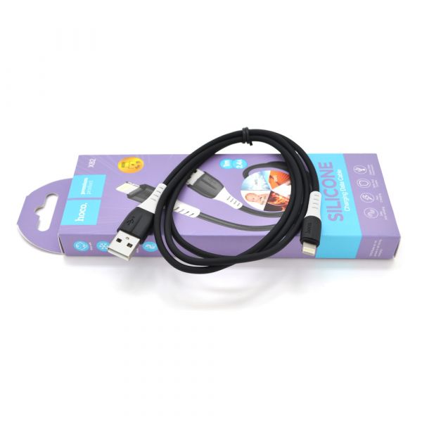 
					Кабель Hoco X82 silicone, iPhone-USB, 2.4A, Black, довжина 1м, BOX