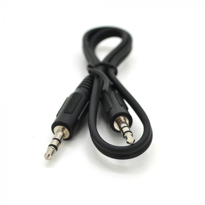 
					Кабель AUX Audio DC3.5 тато-тато 0,4м, GOLD Stereo Jack, (круглий) Black cable, Пакет Q500