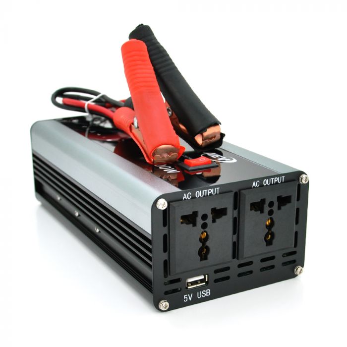 
					Інвертор напруги AEV4000W, 12/220V з апроксимованою синусоїдою, 2 універсальні розетки, 1*USB (DC:5V/2.4A), крокодили + прикурювач, Q20