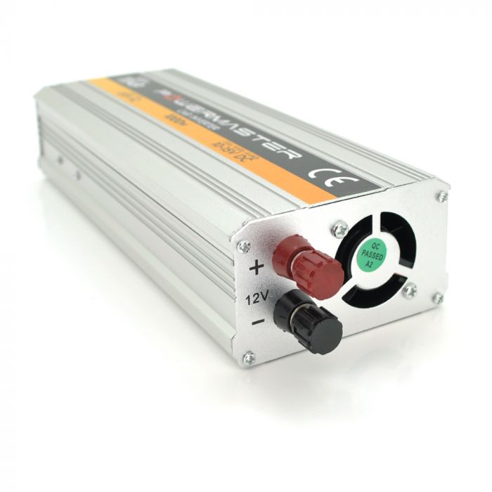 
					Інвертор напруги POWERMASTER-1000(600Вт), 12/220V, approximated, 1 універсальна розетка, клем + крокодили, Box