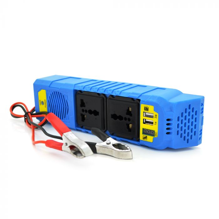 
					Інвертор напруги WS-105, 150Вт, 12/220 з апроксимованою синусоїдою, 2*USB 5V1A, 2 універсальна розетка, крокодили + дроти, BOX, Q50