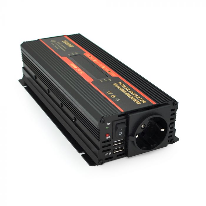 
					Інвертор напруги CARMAER2600W, 12/220V з апроксимованою синусоїдою, 1Shuko, 2*USB (DC:5V/2A), крокодили+ прикурювач, Q20