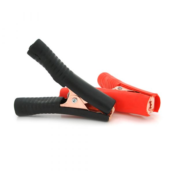 
					Набір акумуляторних затисків "крокодили" чорний + червоний 100А 90мм (щільний гумовий, рифлений кожух), Пакет, Q2