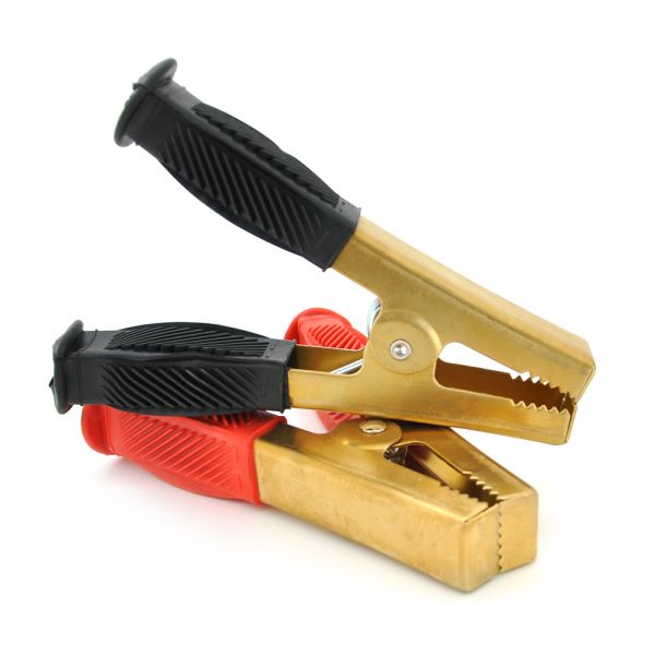 
					Набір акумуляторних затисків "крокодили" чорний + червоний 100А 160мм (щільний гумовий, рифлений кожух), мідь, Пакет, Q2