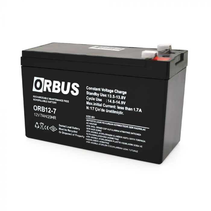 
					Акумуляторна батарея ORBUS ORB1270 AGM 12V 7Ah (151 x 65 x 94) 2.0 kg Q10/450