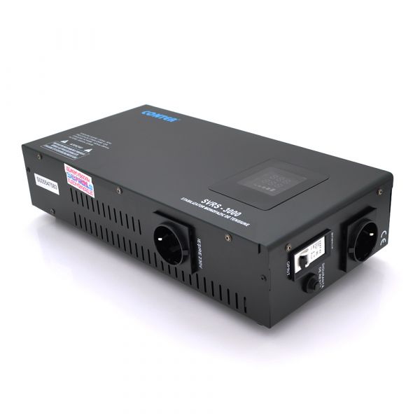 
					Стабілізатор напруги релейний Conter SVR-3000VA/2250W однофазний, напольного монтажу, LED дисплей, DC150-270V, AC230±8%, 2*Shuko, Q4