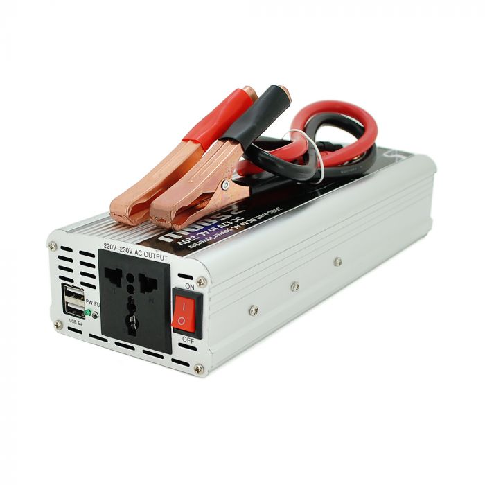 
					Інвертор напруги PI 2500ВА(1500Вт), 12/220V, approximated, 1 універсальна розетка, клем + крокодили, Blister