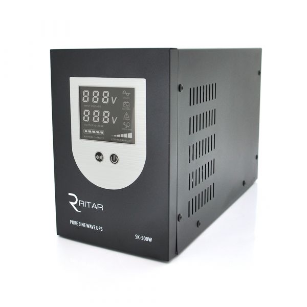
					ДБЖ з правильною синусоїдою Ritar SK-800VA (500W), DC:145-275V, LCD-дисплей, 2Shuko socket, 12V,  під зовнішню батарею, струм заряду 10/15А, Q2