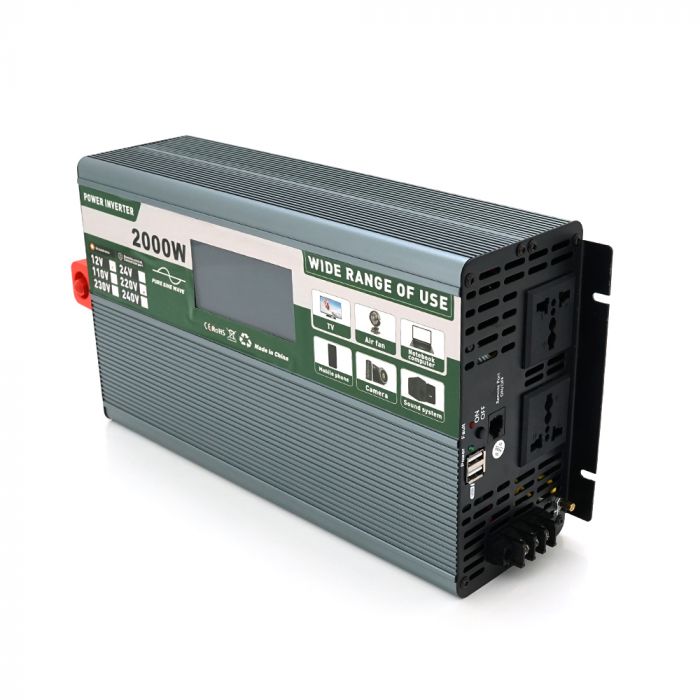 
					Інвертор напруги Demuda DMDPSW-2000W, 12V/220V, 2000W з правильною синусоїдою, 2 універсальні розетки, 2 USB, Rj 45, клемні дроти, Q6