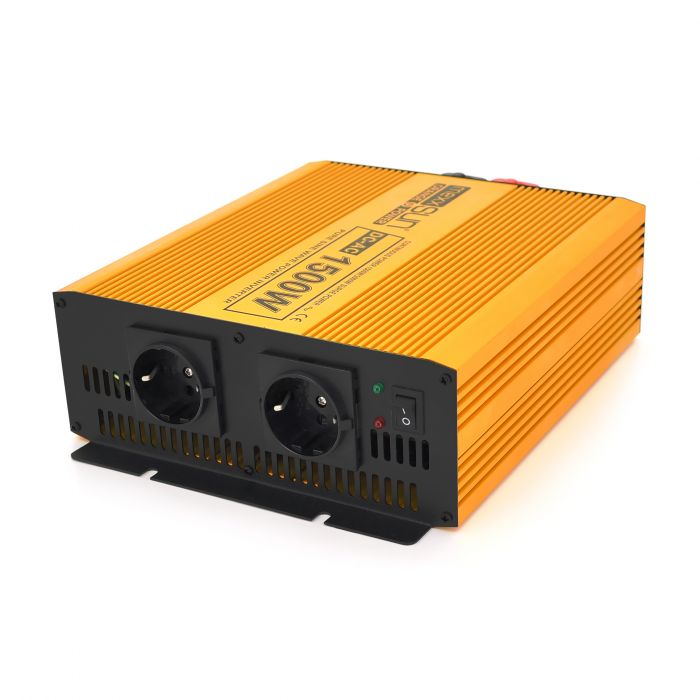 
					Інвертор напруги Mexxsun MXSPSW-1500, 24V/220V, 1500W з правільною синусоїдою, 2 Shuko, клемні дроти, Q4