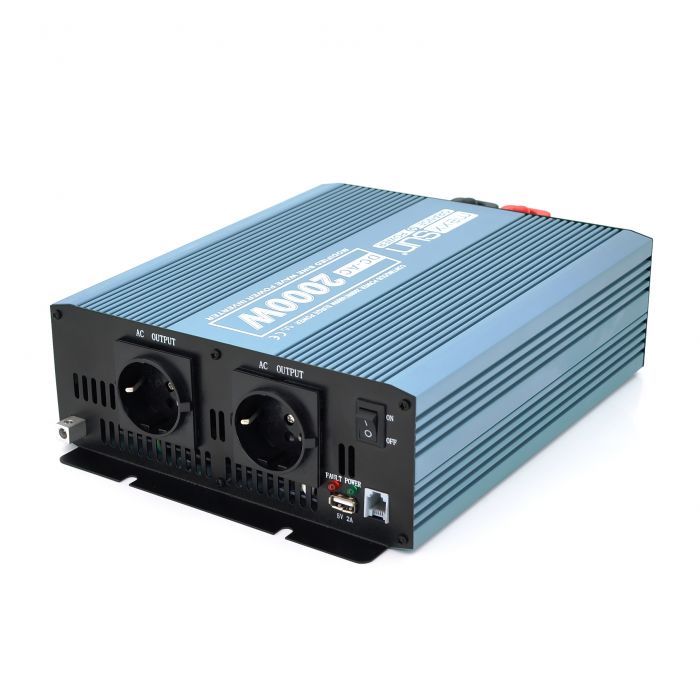 
					Інвертор напруги Mexxsun MXS-2000, 12V/220V, 2000W з модифікованою синусоїдою, 2 Shuko, клемні дроти, Q4