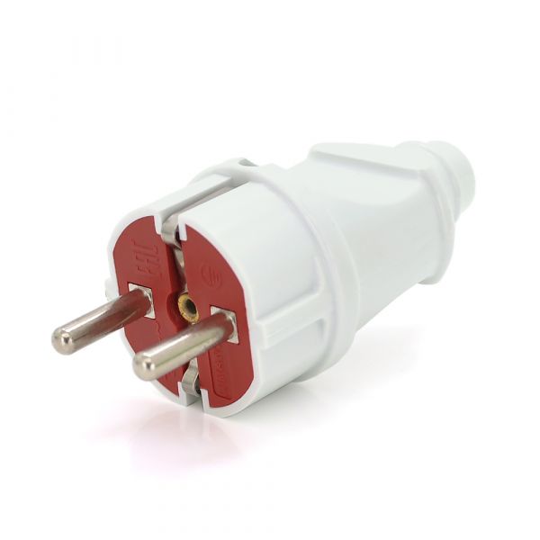 
					Вилка Євро із заземленням пряма, розбірна, 16А 220V, колір білий, Q25