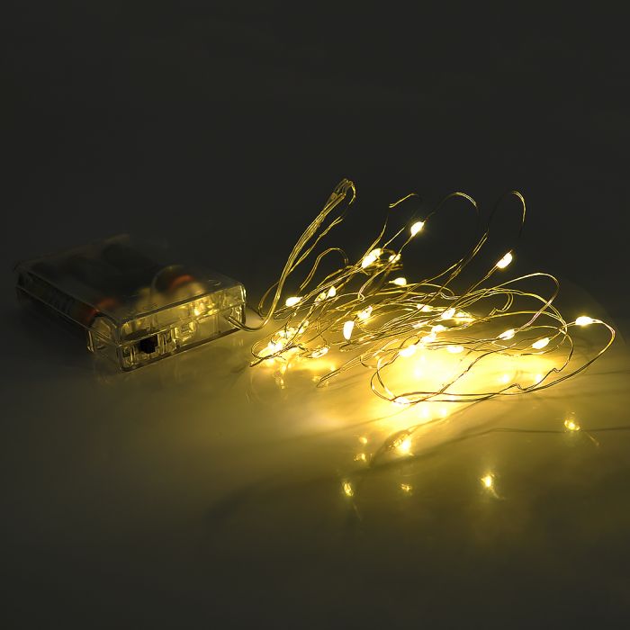 
					Гірлянди 20LED, 1 режим, 3 метри, прозора ізоляція, живлення від 3 * АА (немає в комплекті), Yellow, BOX