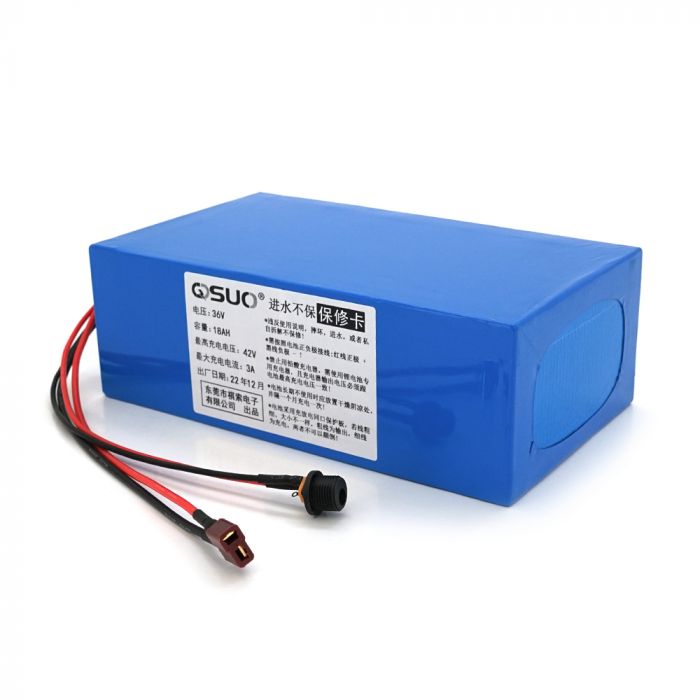 
					Акумуляторна батарея літієва QiSuo 36V 18A з елементами Li-ion 18650, DC: 5.5x2.1мама + роз'єм T-2HQмама