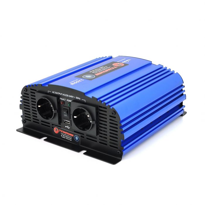 
					Інвертор напруги Tommatech MS-1200, 24V/220V, 1200W з апроксимованою синусоїдою, 2Shuko, USB, клемні дроти, 2 запобіжники, Q4