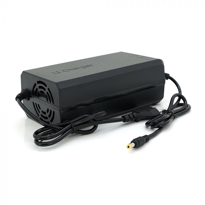 
					Зарядний пристрій Jinyi для літієвих акумуляторів 72V 5A, штекер 5,5, з індикацією, DC:87,6V 5A, BOX