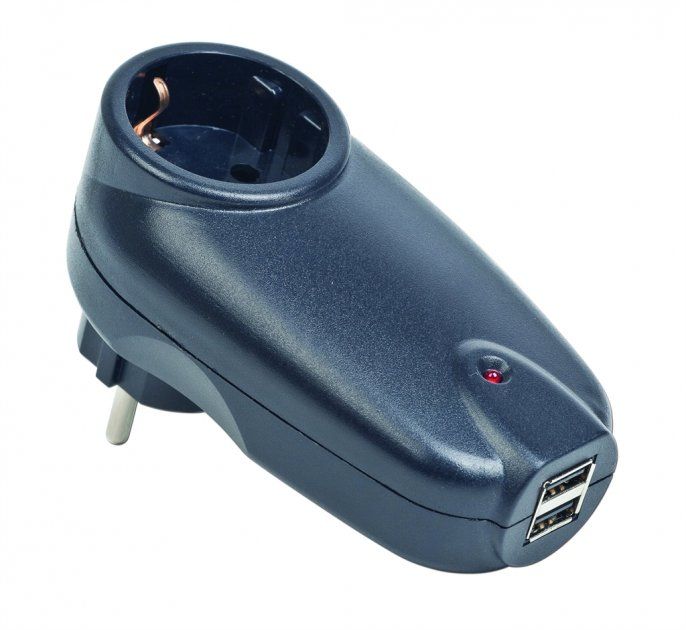 Мережевий фільтр EnerGenie SPG1-U 1 наскрізна розетка, 2 х USB порта , Black