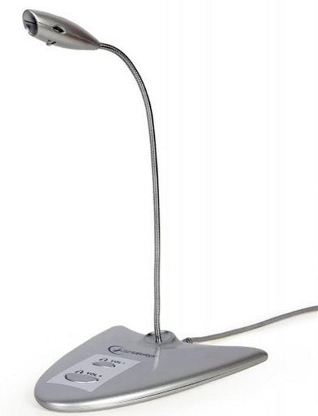 Мікрофони Мікрофон Gembird MIC-DU-01  настільний USB, вбудована звукова карта, сріблястий