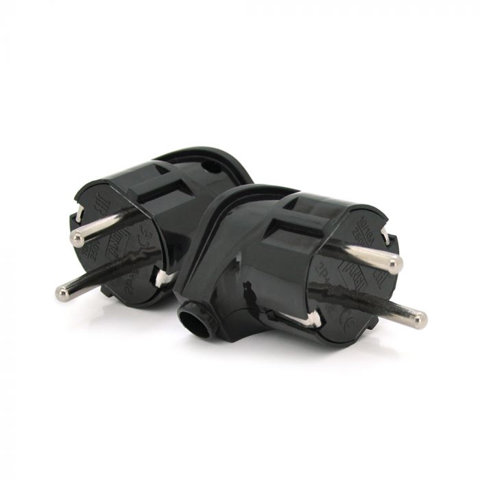 
					Вилка з заземленням кутова, 16A 250V, A713, Black, Q24